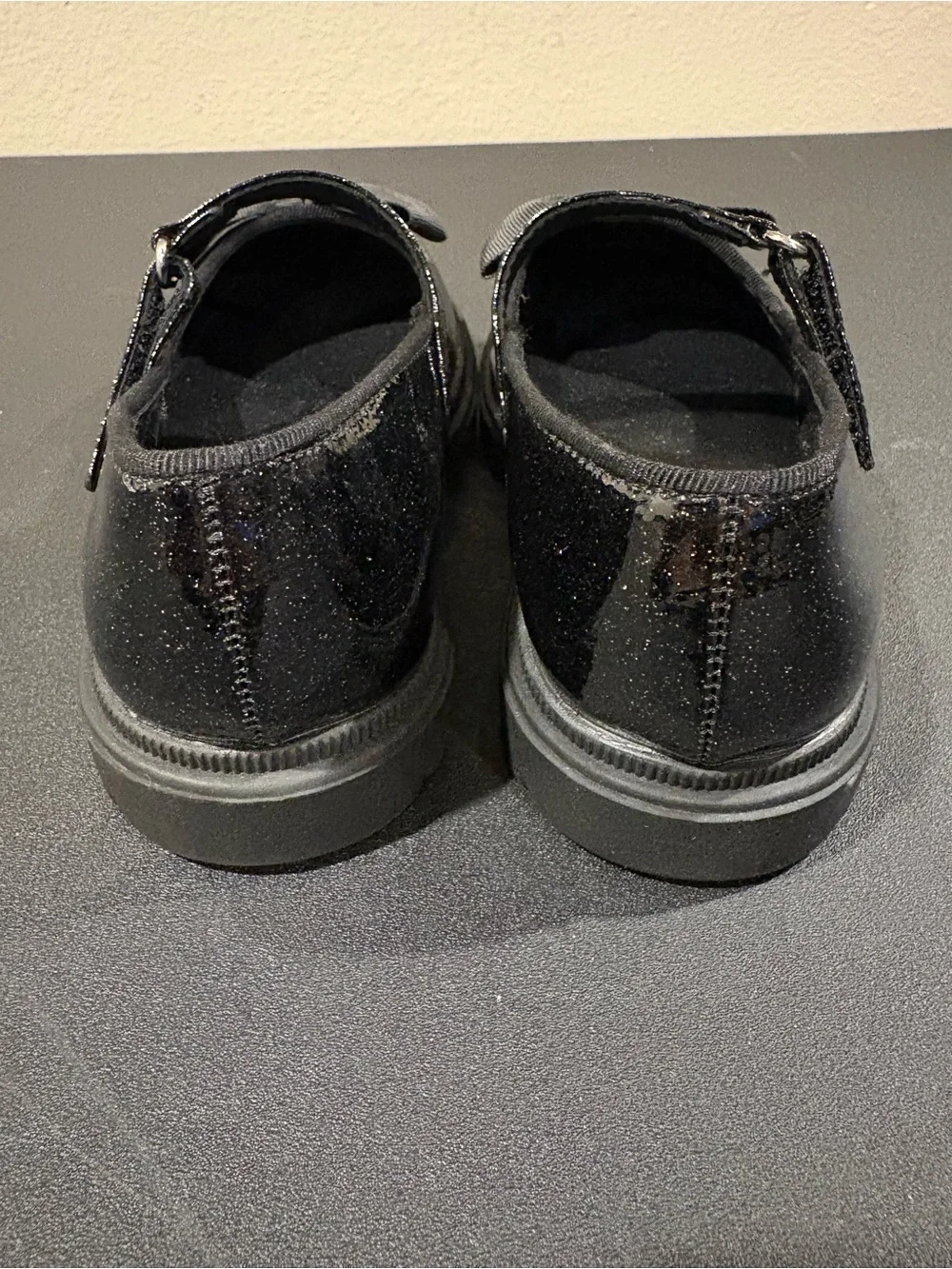 Cat & Jack Bridget Bow Mary Janes  Black Glitter Toddler Size 12 Fast Shipping